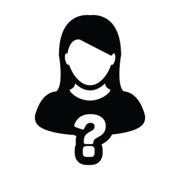 Interview icon vector question mark with female user person profile avatar Illustrazione stock