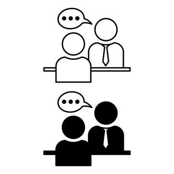 Interview Icons. Black and White Vector Icons. Two People Talking. Job Inte.. 스톡 일러스트