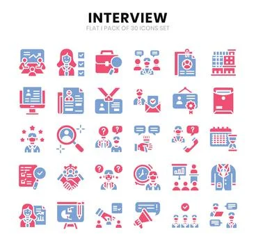 Interview Icons Bundle. Flat icon two color icons style. Vector illustration. Stock Illustration