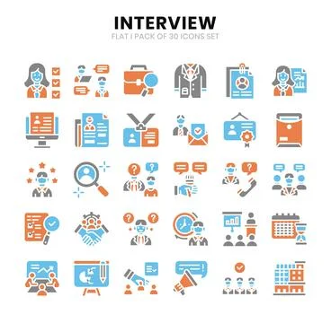 Interview Icons Bundle. Flat icons style. Vector illustration. Stock Illustration