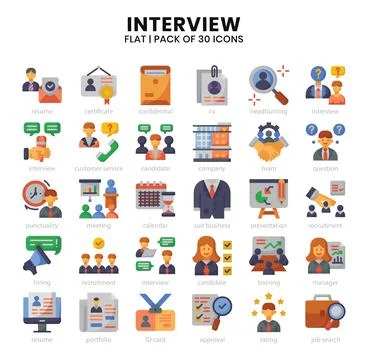 Interview Icons Bundle. Flat icons style. Vector illustration. Stock Illustration
