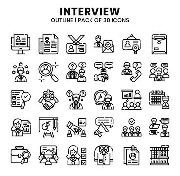 Interview Icons Bundle. Outline icons style. Vector illustration. Stock Illustration