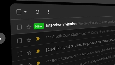 Interview invitation confirmation notification on mail, close-up screen footage. Stock Footage 335675025