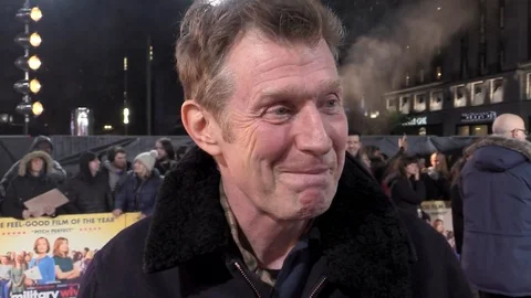 Interview with Jason Flemyng at Red Carpet premiere of 'Military Wives' 2020 Video stock 128808839