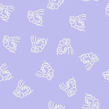 Interview journalist line seamless pattern Illustrazione stock