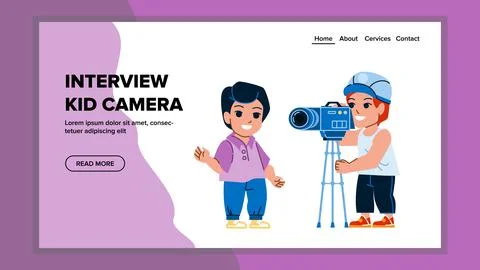 Interview kid camera vector Stock-Illustration