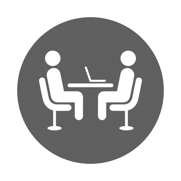 Interview, laptop, workplace icon. Gray vector graphics. Stock Illustration