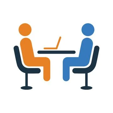 Interview, laptop, workplace icon. Simple editable vector design isolated o.. Illustrazione stock