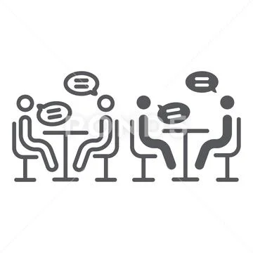 Interview line and glyph icon, conference and meeting, discussion sign, vector Stock Illustration