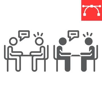Interview line and glyph icon Stock Illustration