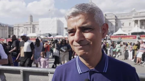 Interview with London Mayor Sadiq Khan at Black On The Square Stock Footage 249402730