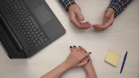 Interview, a man communicates with a candidate woman Video stock 169517570