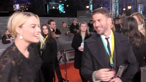 Interview with Margot Robbie at red carpet during BAFTAs - London 2020 Stock Footage 125803442