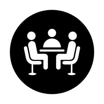 Interview, meeting, teamwork icon. Black vector graphics. Stock Illustration