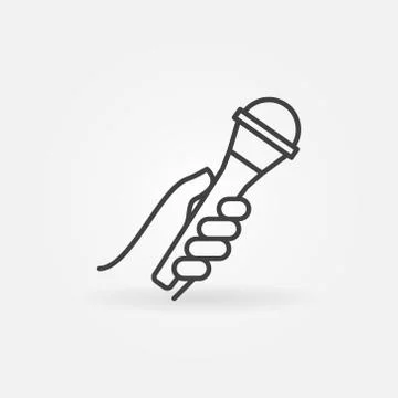 Interview Mic in Hand outline vector icon or symbol Stock Illustration