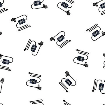 Interview mic microphone vector seamless pattern Illustrazione stock