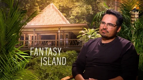 Interview with Michael Peﾖa at Press Junket premiere of 'Fantasy Island' 2020 Stock Footage 128808692