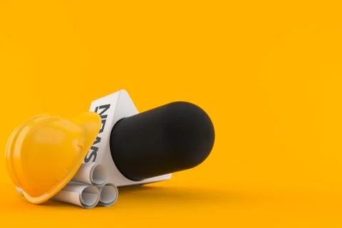 Interview microphone with blueprints Stock Illustration