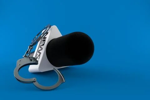 Interview microphone with handcuffs Stock Illustration