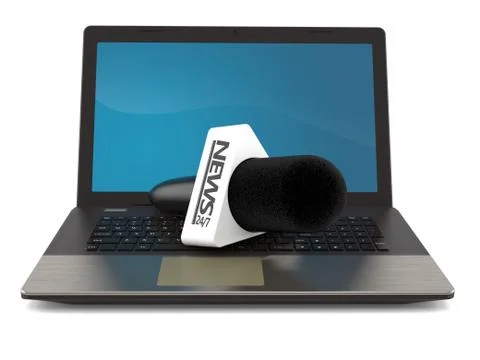 Interview microphone with laptop Stock Illustration