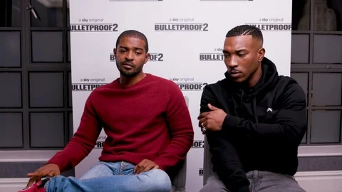 Interview with N. Clarke and A. Walters at premiere of 'Bulletproof' 2019 Video stock 128807368