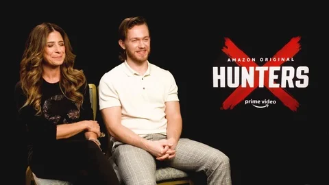 Interview with N. Toscano, G. Austin at premiere of "Hunters" - 2020 Video stock 125805542