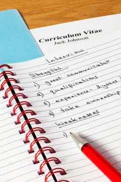 Interview notes and cv Stock Photos