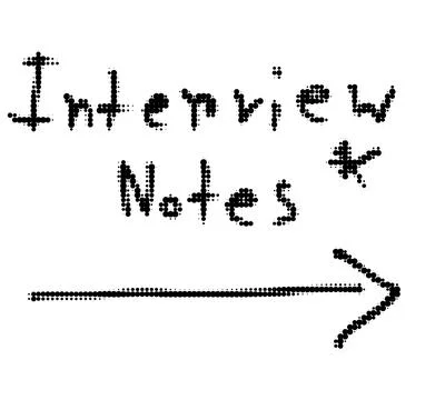 Interview notes heading with arrow interview handwritten asterisk direction 스톡 일러스트