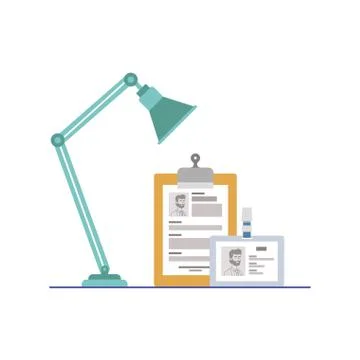 Interview objects with white background Illustrazione stock