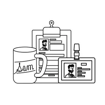 Interview objects with white background Stock Illustration