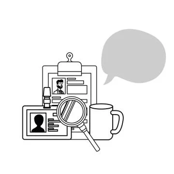 Interview objects with white background Stock Illustration