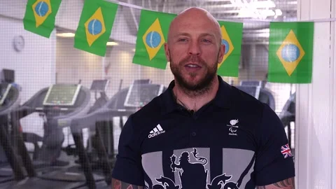Interview with Paralympic powerlifter Micky Yule Stock Footage 148698135