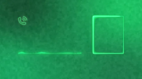 Interview Phone Call Green Interface, Neon Glow Frame, Digital Audio Waveform Stock Footage 330126832