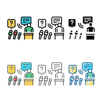 Interview pr color icon vector multistyle 스톡 일러스트