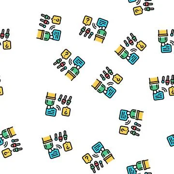 Interview pr vector seamless pattern 스톡 일러스트