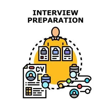 Interview preparation process for job search and recruitment Stock Illustration