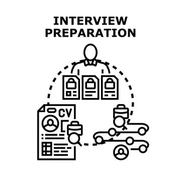 Interview preparation process for job search and recruitment Stock Illustration