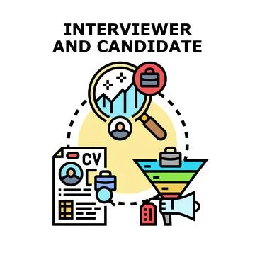 Interview process concept with candidate hiring and recruitment Stock Illustration