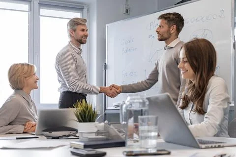 The interview process takes place in the office. It includes a meeting with.. Foto stock