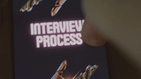 Interview process themed graphic presentation on smartphone screen Stock Footage 289071019
