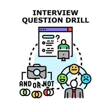 Interview question drill preparing candidates for job selection Stock Illustration