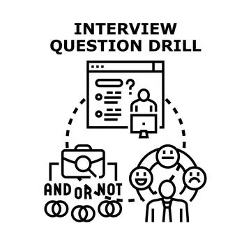 Interview question drill preparing candidates for job selection Stock Illustration