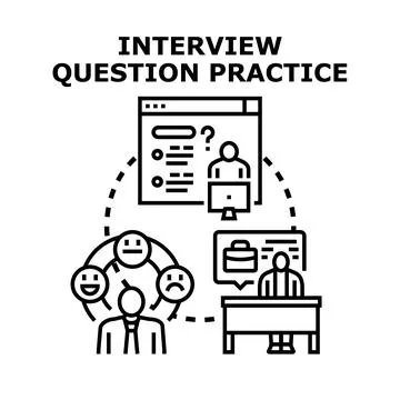 Interview question practice for job applicant choosing career Ilustración de archivo