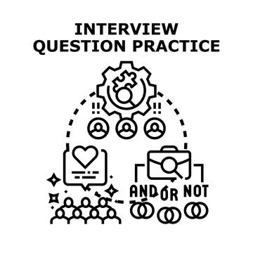 Interview question practice preparing for employment selection イラスト素材