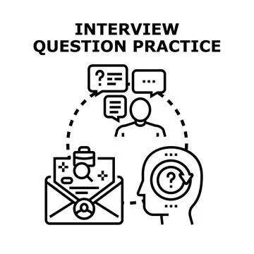Interview question practice preparing for job conversation Stockillustratie