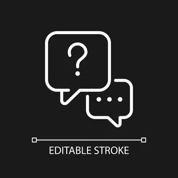 Interview question white linear icon for dark theme Stock Illustration