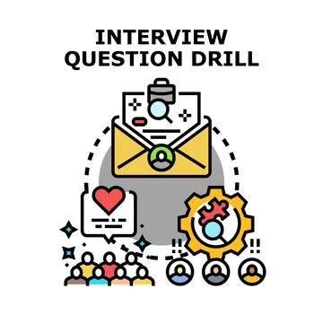 Interview questions drill practice for job seekers Stock Illustration