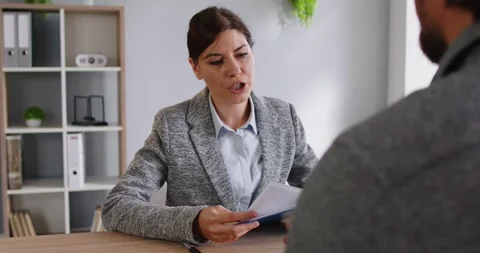 Interview recruiter talking to candidate, hiring process and handshake in office Stock Footage 325669907
