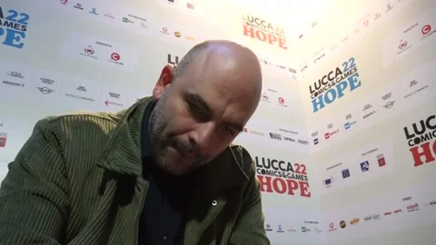 Interview with Roberto Saviano at the Lucca Comic Book Fair, LUCCA, IT - 01 Nov  Stock Footage 220351696
