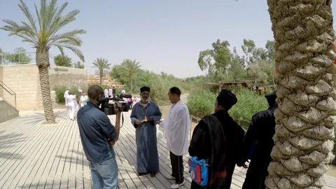 Interview at the site of the baptism of Jesus Stock Footage 122711400